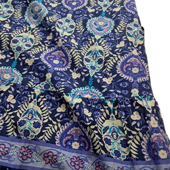 Talbots‎ Dress Women's 8 Blue Maxi Floret Medallion Sleeveless Floral Tie Boho - Picture 8 of 13